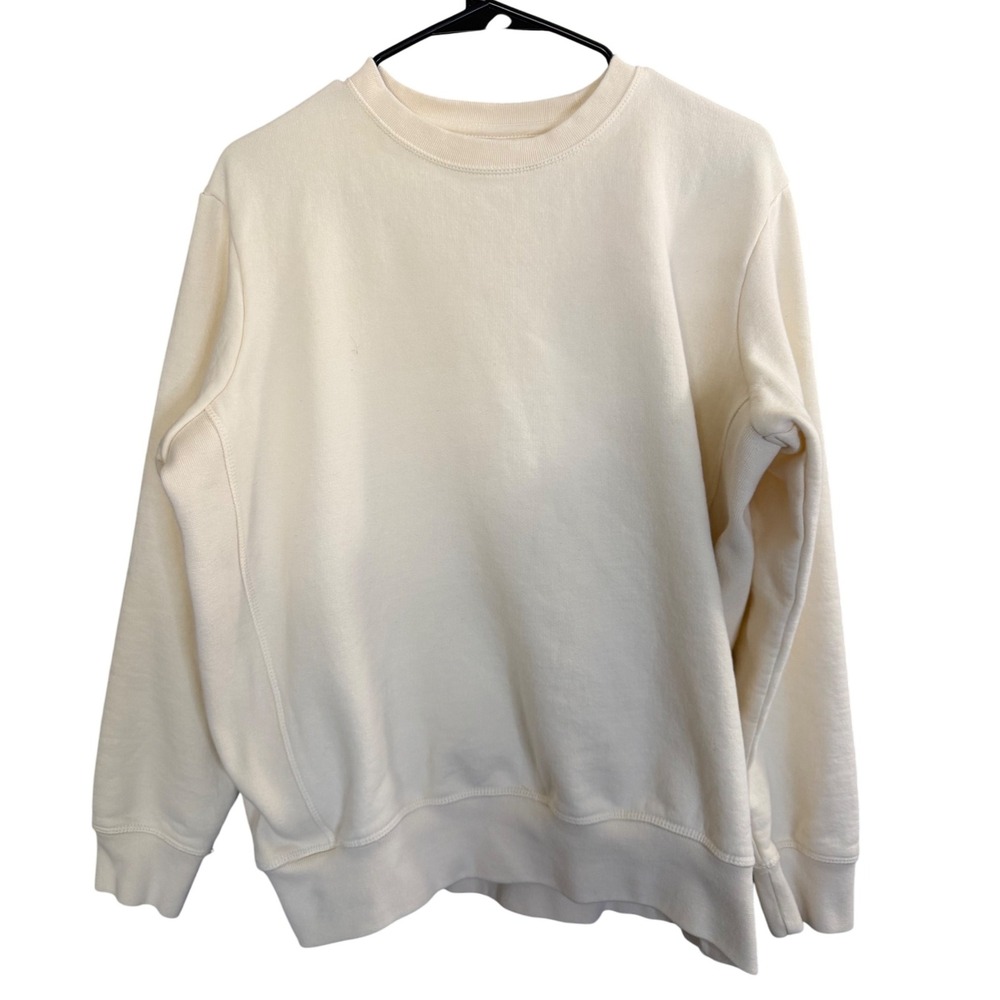 Alexandra & Wells Sweatshirt Organic Cotton S/M Beige Soft Lounge Prep Everyday‎